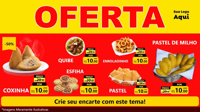 Modelo de TV para TV Horizontal com o tema OFERTA - Vermelho Cartaz para Salgadaria