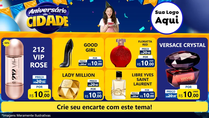 Modelo de TV para TV Horizontal com o tema Aniversário da Cidade para Perfumes