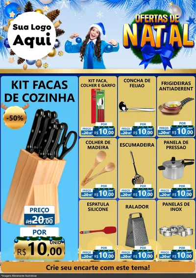 Modelo de Encarte para Encarte A4 Vertical com o tema Ofertas de Natal para Utilidades Domésticas