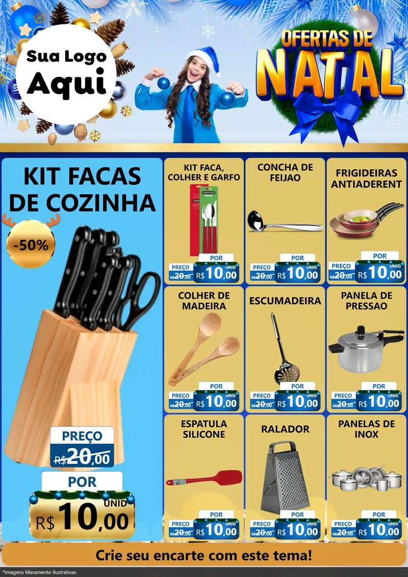 Modelo de Encarte para Encarte A4 Vertical com o tema Ofertas de Natal para Utilidades Domésticas
