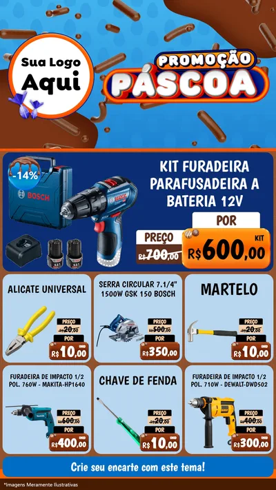 Modelo de Rede Social para Stories com o tema Promoção Páscoa para Maquinas e Ferramentas