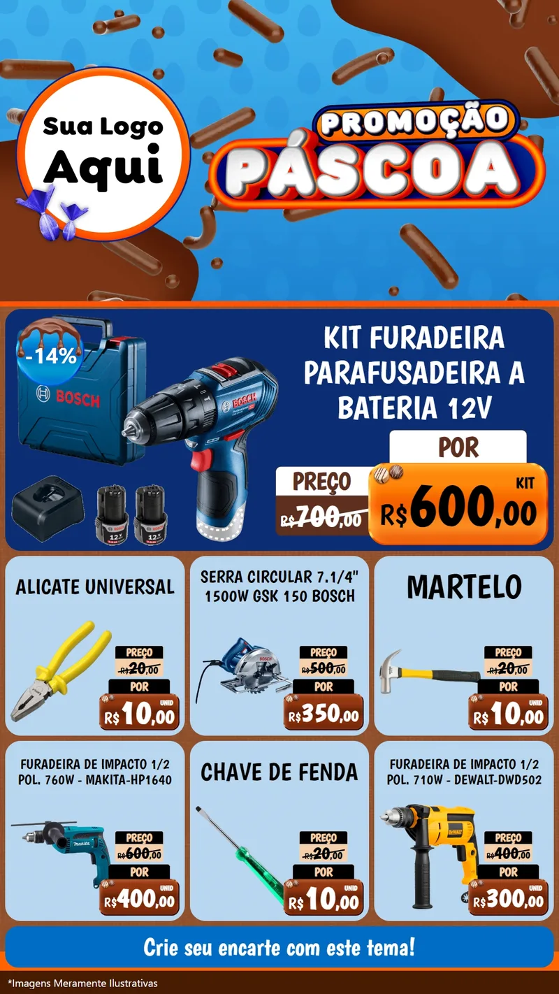 Modelo de Rede Social para Stories com o tema Promoção Páscoa para Maquinas e Ferramentas