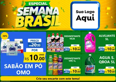 Modelo de Encarte para Encarte A4 Horizontal com o tema Especial Semana do Brasil para Produtos de Limpeza