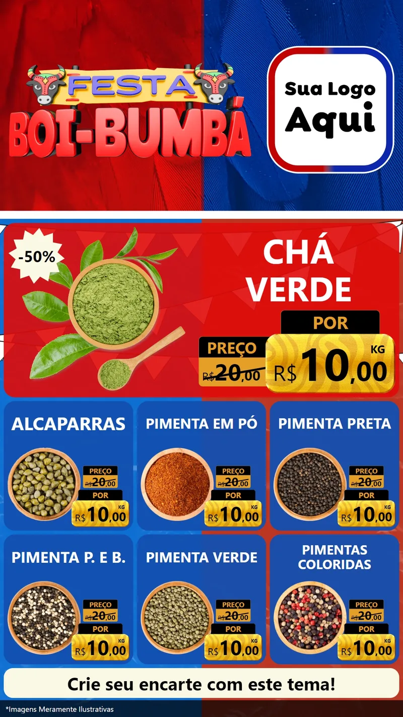 Modelo de Rede Social para Stories com o tema Festa Boi Bumbá para Produtos Naturais