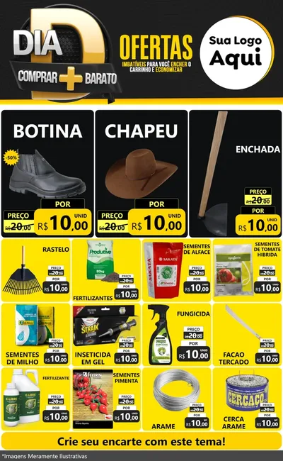 Modelo de Encarte para Encarte Grande com o tema Dia D Mais Economia para Agropecuária