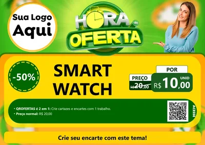 Modelo de Cartaz para Cartaz A4 Horizontal com o tema Hora da Oferta para Informática