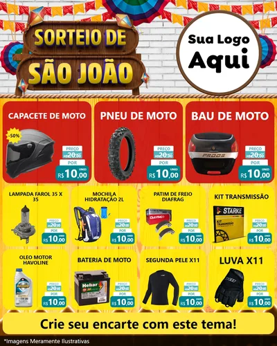 Modelo de Rede Social para Feed Instagram com o tema Sorteio de São João para Moto peças