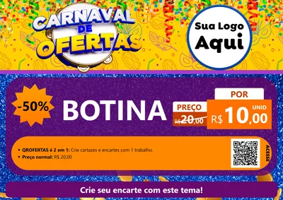 Modelo de Cartaz para Cartaz A4 Horizontal com o tema Carnaval de Ofertas para Agropecuária