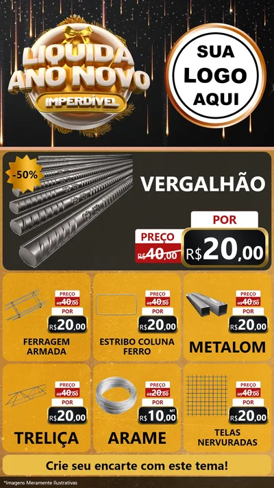 Modelo de Rede Social para Stories com o tema Liquida Ano Novo Imperdível para Ferragens