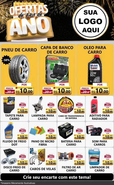 Modelo de Encarte para Encarte Grande com o tema Ofertas de Fim de Ano para Auto peças