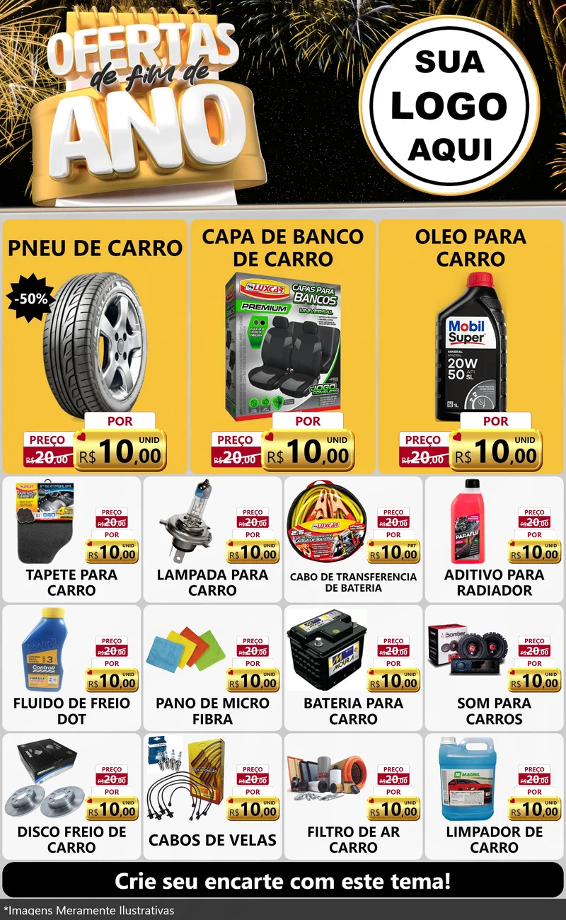 Modelo de Encarte para Encarte Grande com o tema Ofertas de Fim de Ano para Auto peças