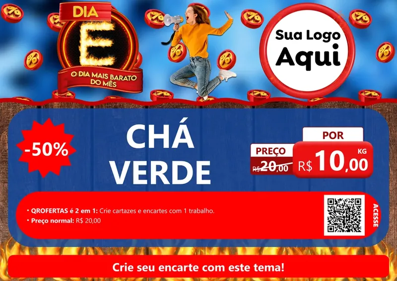 Modelo de Cartaz para Cartaz A4 Horizontal com o tema Dia E - O Dia Mais Barato Do Mês para Produtos Naturais