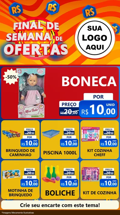 Modelo de Rede Social para Stories com o tema Final de Semana de Ofertas para Brinquedos