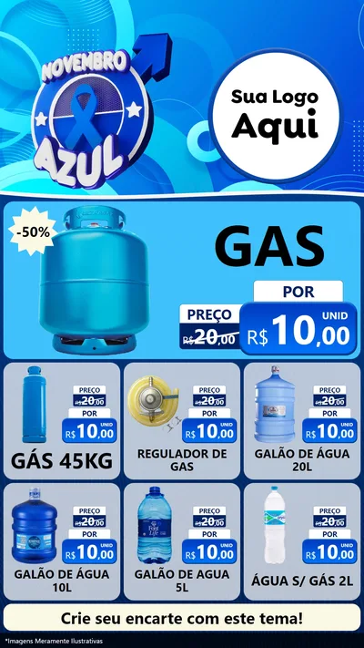 Modelo de Rede Social para Stories com o tema Novembro Azul para Água e gás