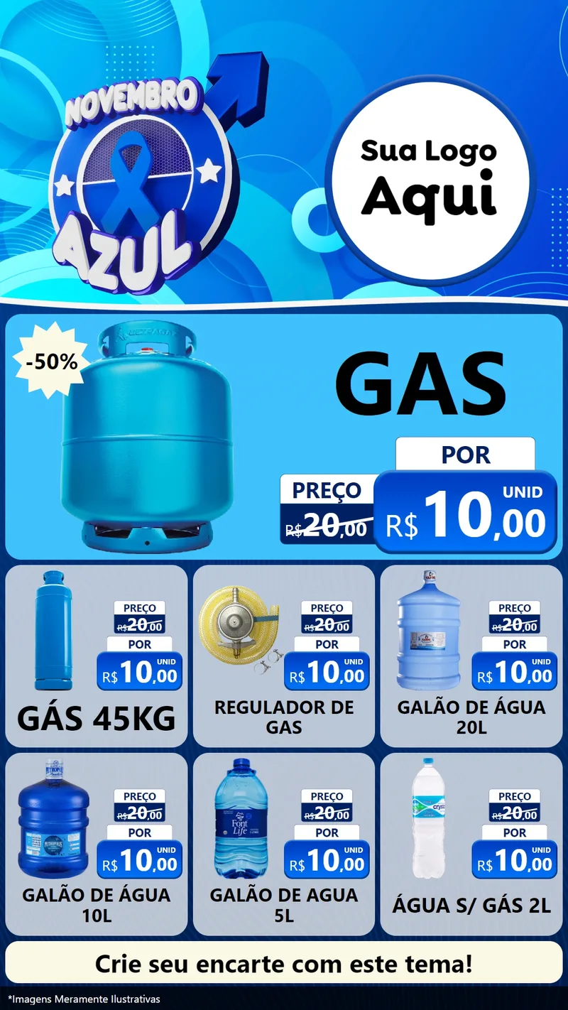 Modelo de Rede Social para Stories com o tema Novembro Azul para Água e gás