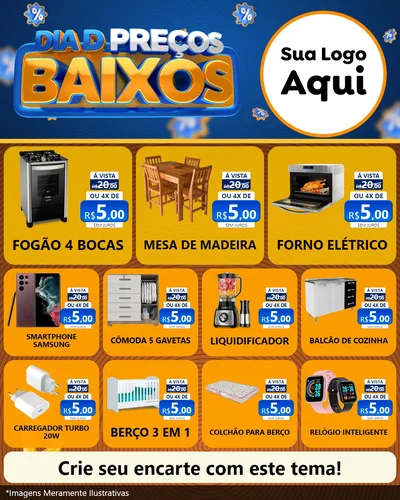 Modelo de Rede Social para Feed Instagram com o tema Dia D Preço Baixo para Móveis e Eletro