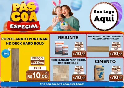 Modelo de Encarte para Encarte A4 Horizontal com o tema Páscoa Especial para Pisos e revestimentos