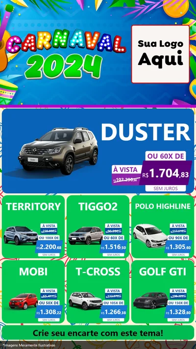 Modelo de Rede Social para Stories com o tema Carnaval 2027 para Concessionaria de Carros
