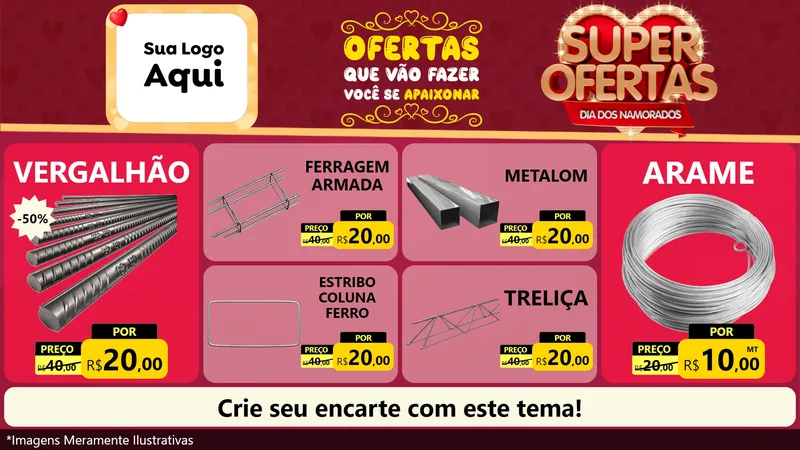 Modelo de TV para TV Horizontal com o tema Dia dos Namorados para Ferragens
