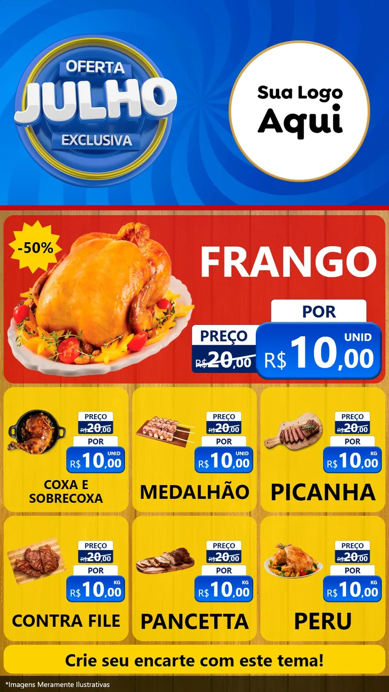 Modelo de Rede Social para Stories com o tema Oferta Exclusiva, Julho para Assados