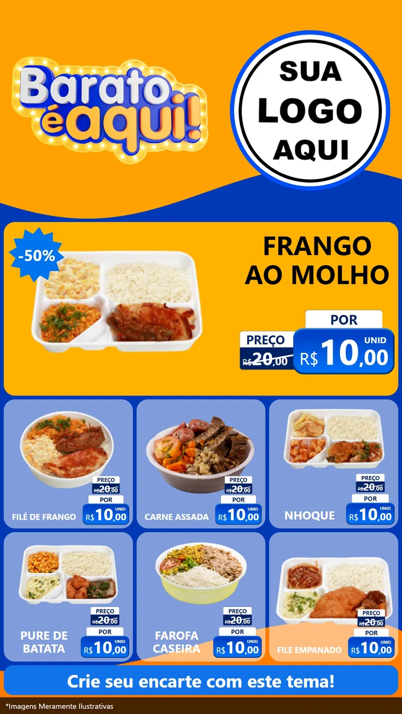 Modelo de Rede Social para Stories com o tema Barato é aqui para Restaurante