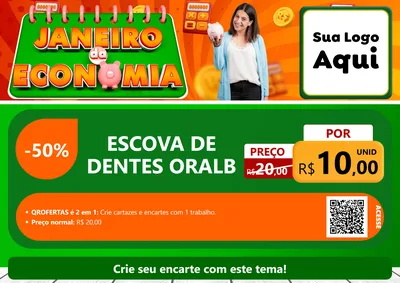 Modelo de Cartaz para Cartaz A4 Horizontal com o tema Janeiro da Economia para Higiene Pessoal