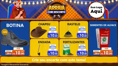 Modelo de TV para TV Horizontal com o tema Arraiá Com Desconto para Agropecuária