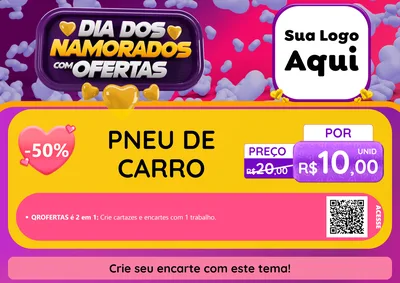 Modelo de Cartaz para Cartaz A4 Horizontal com o tema Dia Dos Namorados Com Ofertas para Auto peças