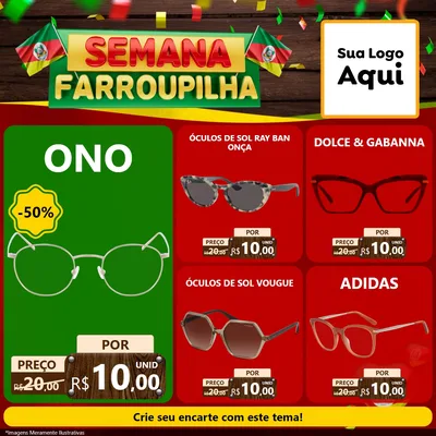 Modelo de Rede Social para Feed Facebook com o tema Semana Farroupilha para Óticas
