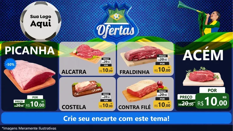Modelo de TV para TV Horizontal com o tema Ofertas (Futebol) para Açougue