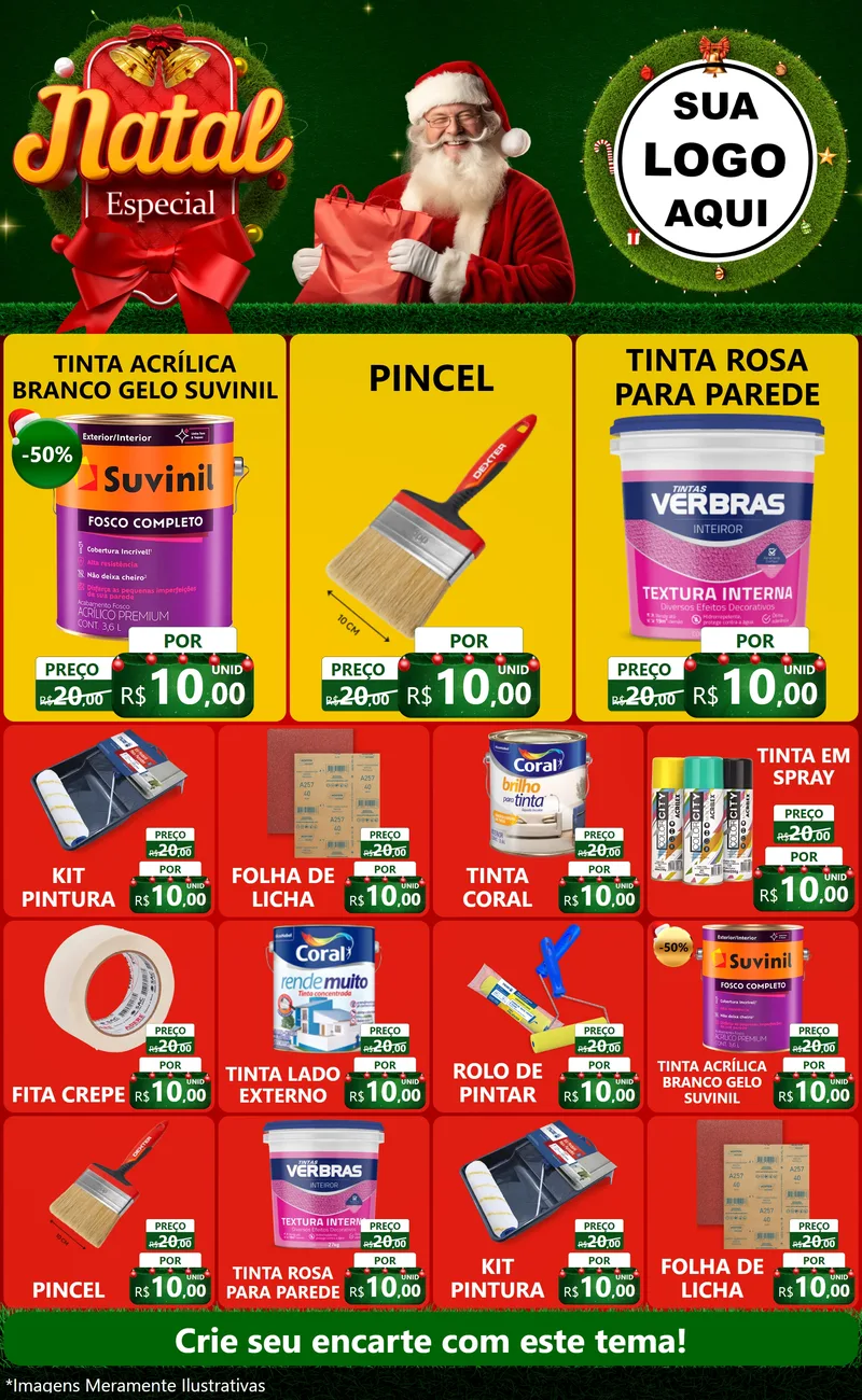 Modelo de Encarte para Encarte Grande com o tema Natal Especial para Tintas e Ferramentas