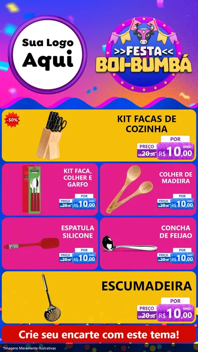 Modelo de TV para TV Vertical com o tema Festa Boi-Bumbá para Utilidades Domésticas
