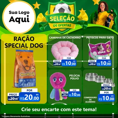 Modelo de Rede Social para Feed Facebook com o tema Seleção de Ofertas - Copa para Pet Shop