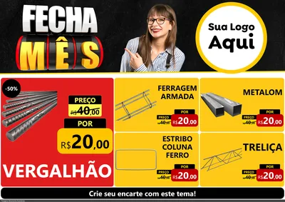 Modelo de Encarte para Encarte A4 Horizontal com o tema Fecha Mês para Ferragens