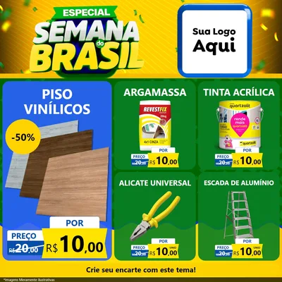 Modelo de Rede Social para Feed Facebook com o tema Especial Semana do Brasil para Material para Construção