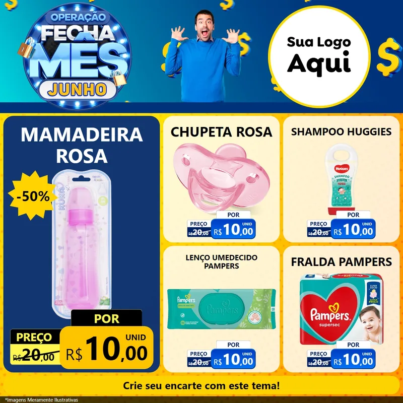 Modelo de Rede Social para Feed Facebook com o tema Operação Fecha Mês, Junho para Bebês
