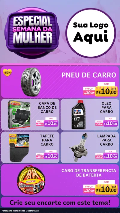 Modelo de TV para TV Vertical com o tema Especial Semana da Mulher para Auto peças