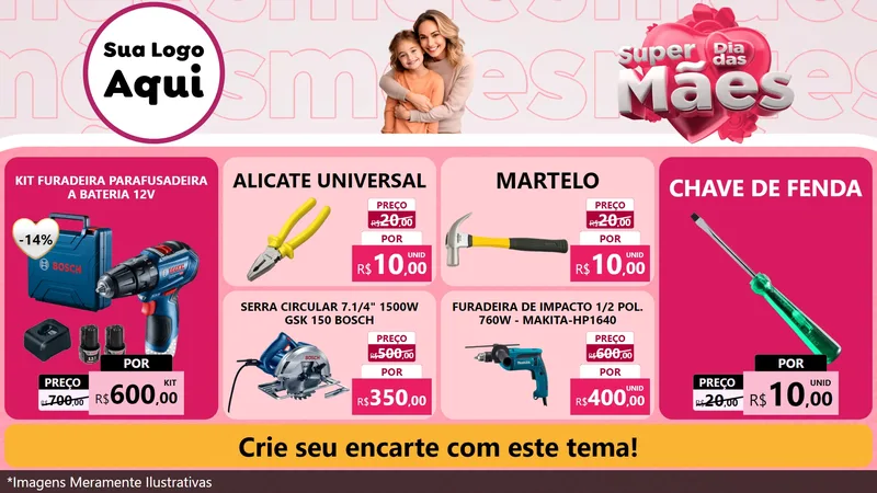 Modelo de TV para TV Horizontal com o tema Super Dia Das Mães para Maquinas e Ferramentas