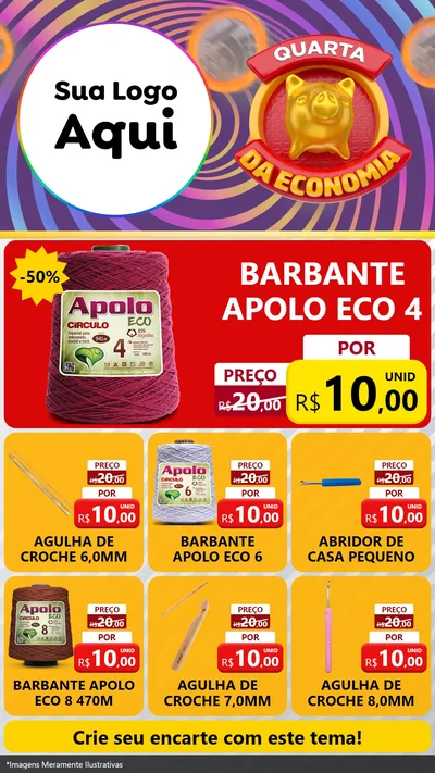 Modelo de Rede Social para Stories com o tema Quarta da Economia para Armarinho e Aviamentos