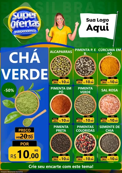 Modelo de Encarte para Encarte A4 Vertical com o tema Super Ofertas de Independência para Produtos Naturais