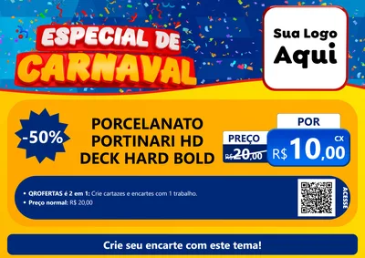 Modelo de Cartaz para Cartaz A4 Horizontal com o tema Especial de Carnaval para Pisos e revestimentos