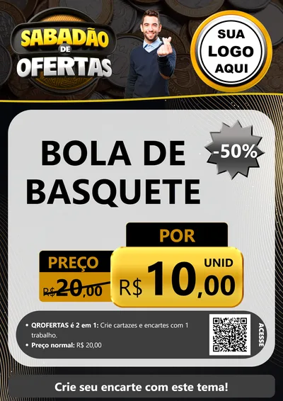 Modelo de Cartaz para Cartaz A4 Vertical com o tema Sabadão de Ofertas para Artigos Esportivos