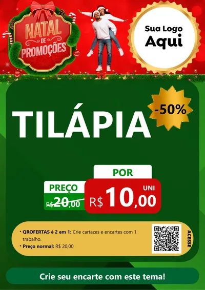 Modelo de Cartaz para Cartaz A4 Vertical com o tema Natal de Promoções para Peixaria
