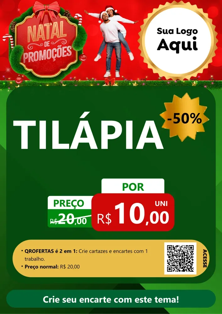 Modelo de Cartaz para Cartaz A4 Vertical com o tema Natal de Promoções para Peixaria