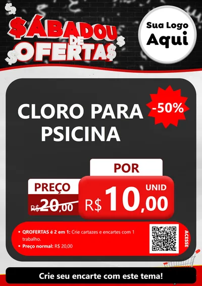 Modelo de Cartaz para Cartaz A4 Vertical com o tema Sabadou de Ofertas para Produtos para Piscina