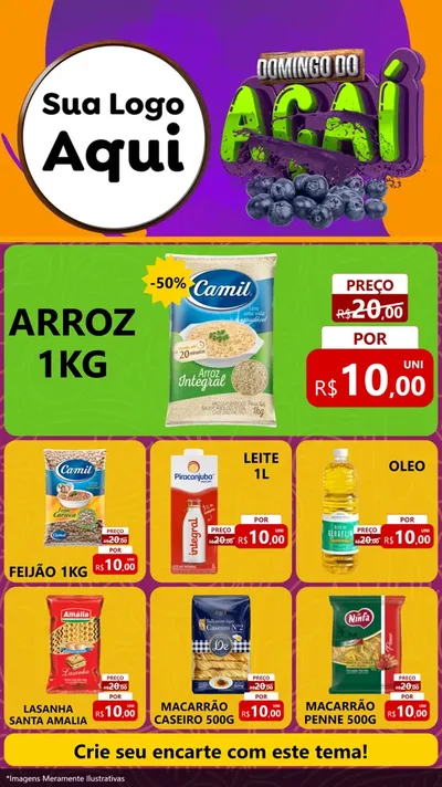 Modelo de Rede Social para Stories com o tema Domingo do Açaí para Supermercado