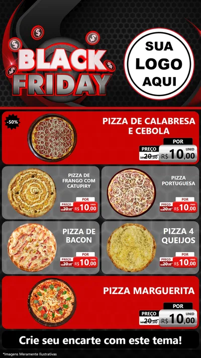 Modelo de TV para TV Vertical com o tema Black Friday para Pizzaria