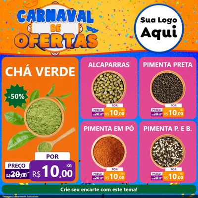 Modelo de Rede Social para Feed Facebook com o tema Carnaval de Ofertas para Produtos Naturais