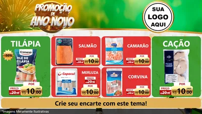 Modelo de TV para TV Horizontal com o tema Promoção de Ano Novo para Peixaria