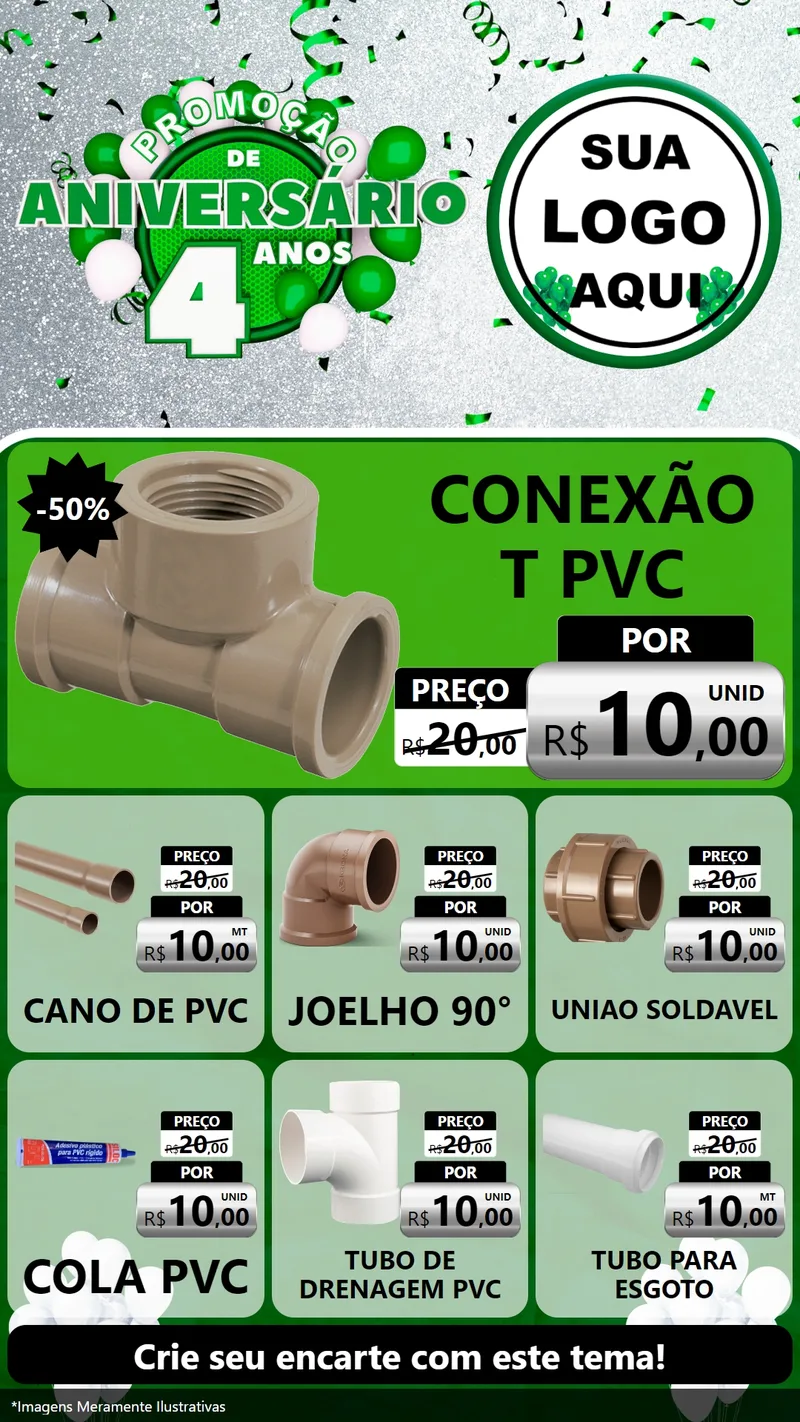 Modelo de Rede Social para Stories com o tema Promoção de Aniversário - 4 Anos para Tubos e conexões